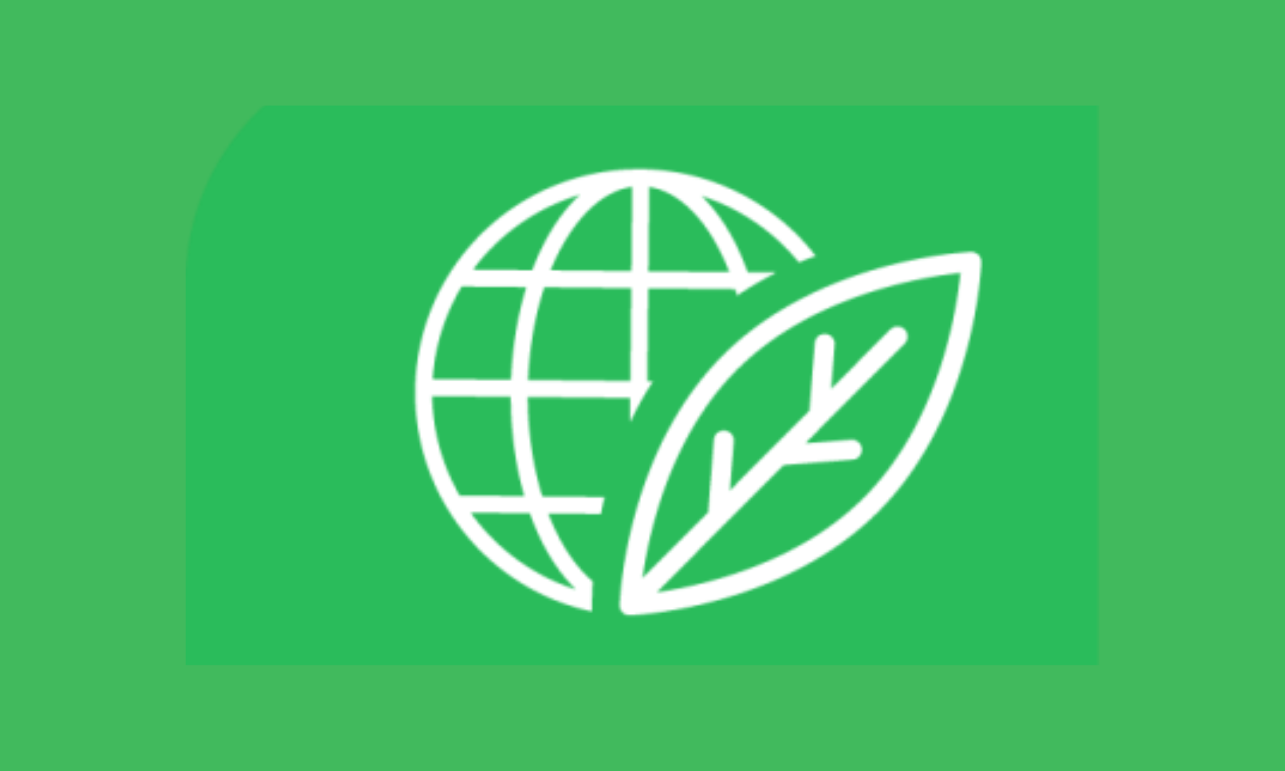 Globe with leaf on green background.