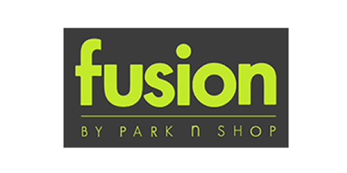 Logo with "fusion" in green, "BY PARK N SHOP" below.