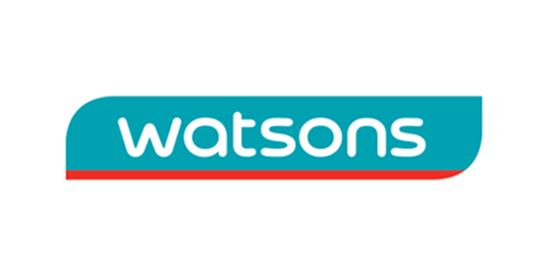 Watsons logo with white text on a teal background with a red line.