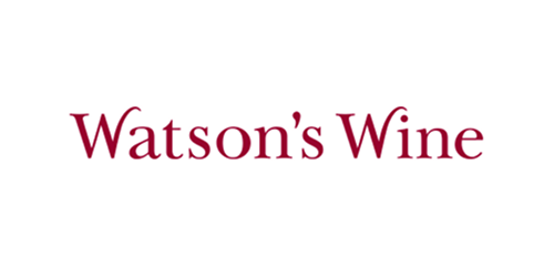 Watson's Wine logo in burgundy on a white background.
